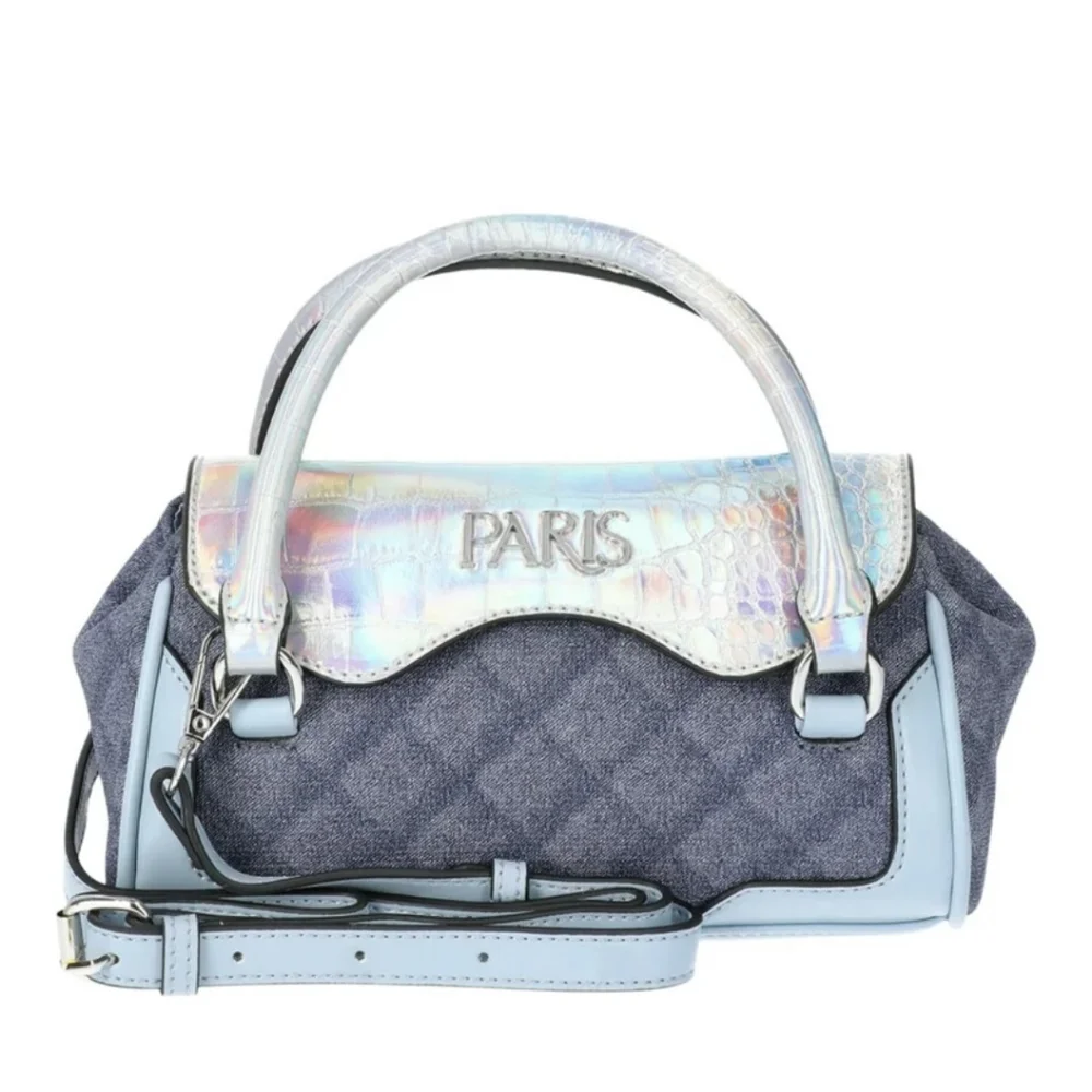 Paris Hilton Mason Mini Tote Crossbody Denim Holographic Iridescent NWT Easter